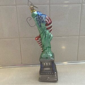 Christopher Radko LIGHTING THE WAY Statue‎ of Liberty US Flag Christmas Ornament